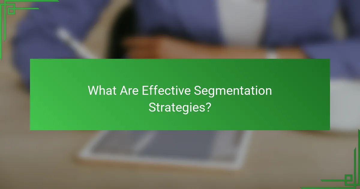 What Are Effective Segmentation Strategies?